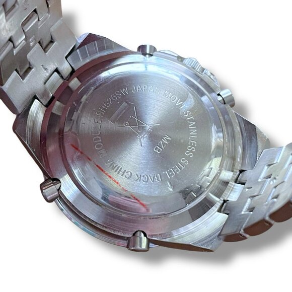 Elgin Mens Chronograph Watch Digital Analog Silver Tone Link Band Quartz Movemen - Picture 15 of 16